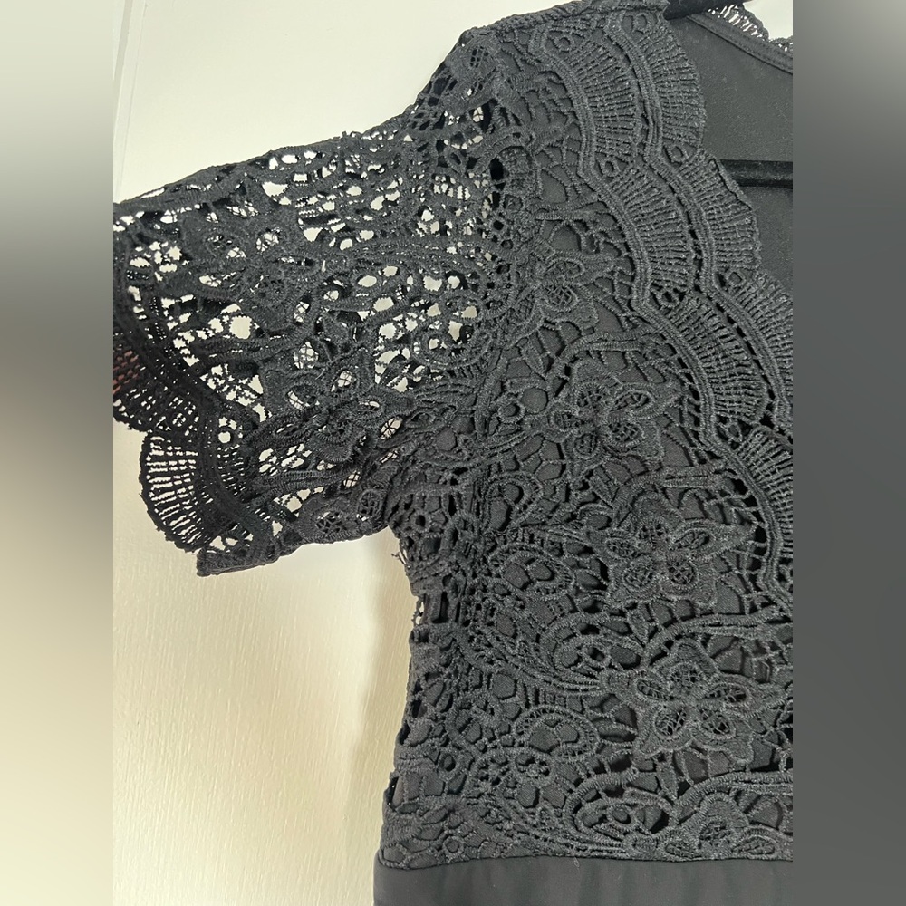 New! Lulu’s Angel in Disguise Lace Skater Dress Solid Black LBD Size XL - Picture 11 of 15